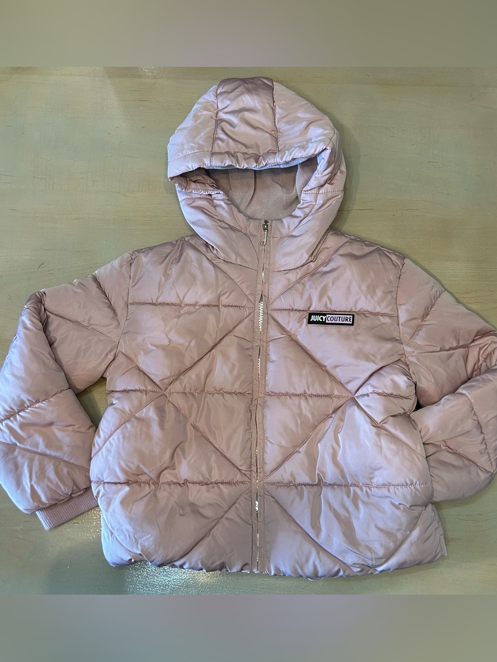 Juicy Couture Pale Pink Quilted Hooded Puffer Jacket